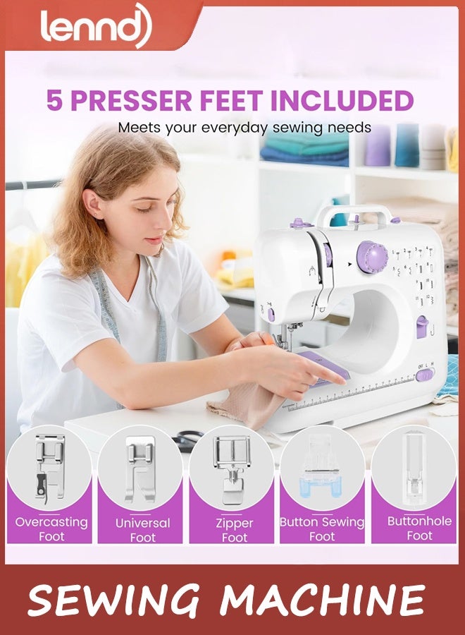 LENND Sewing Machine with 12 Stitch Patterns, Adjustable 2-Speed Control, Foot Pedal & LED Light, 32-Color Thread Set, Portable Mini Electric Sewing Kit for Home Projects, Kids & Adults - Image 4